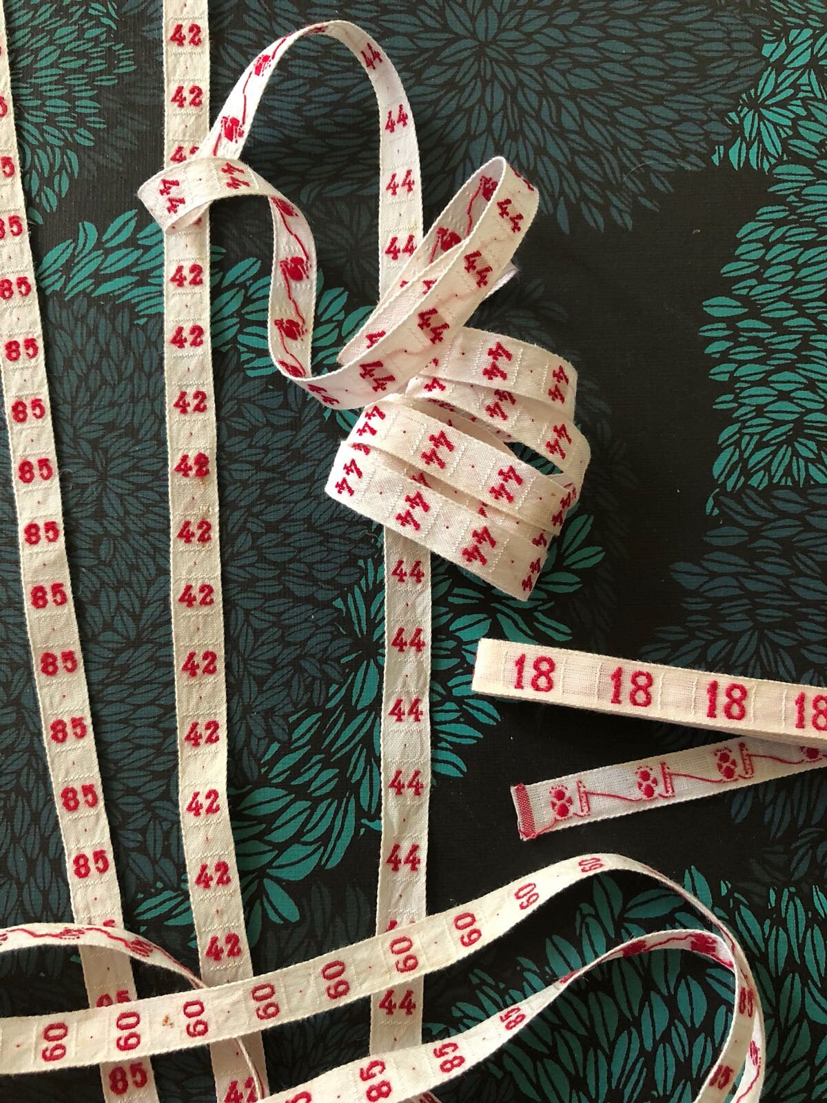 Vintage French Laundry number tape braid embroidery ribbon cotton