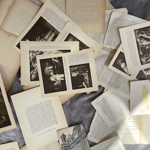 Confezione da 30 fogli di carta francese vintage, pagine di libri sciolte e cartoline, kit di diario di effimeri antichi, scrapbooking artigianale