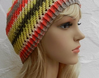 leichte Sommerbeanie, -boshi mit Farbverlaufsgarn