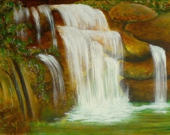 Bild, Acryl, "Wasserfall",  60x40cm