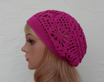 Crochet hat, cyclam, 100% cotton