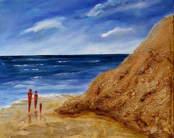 Bild, Acryl, "Strandspaziergang", 60x70cm