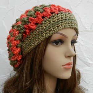 Beanie, orange, gold, brown, polyester soft image 2