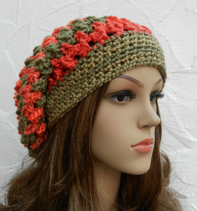 Beanie, orange, gold, brown, polyester soft image 2