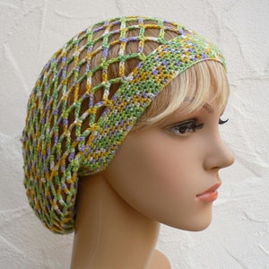 Mesh hood, green, yellow, purple, white, viscose image 1