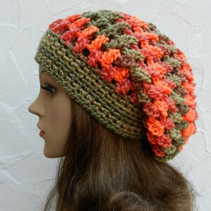 Beanie, orange, gold, brown, polyester soft image 4