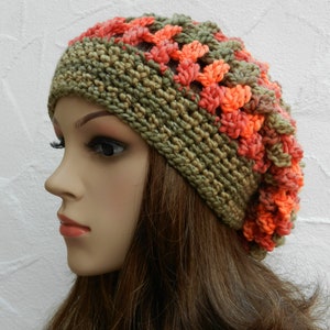 Beanie, orange, gold, brown, polyester soft image 3