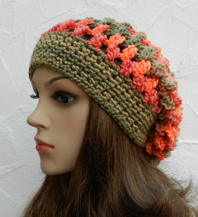 Beanie, orange, gold, brown, polyester soft image 3