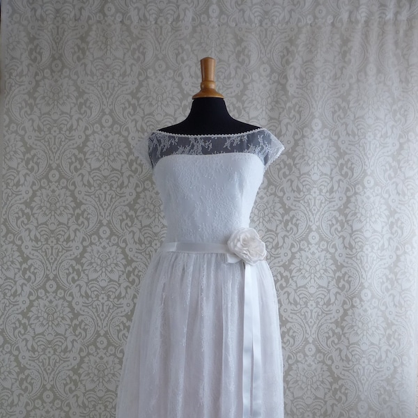 Brautkleid, Musterkleid, size S, 36, M, 38, 40, ivory, maxi, Kleid, Hochzeitskleid, Standesamt, Kleid mit Spitze
