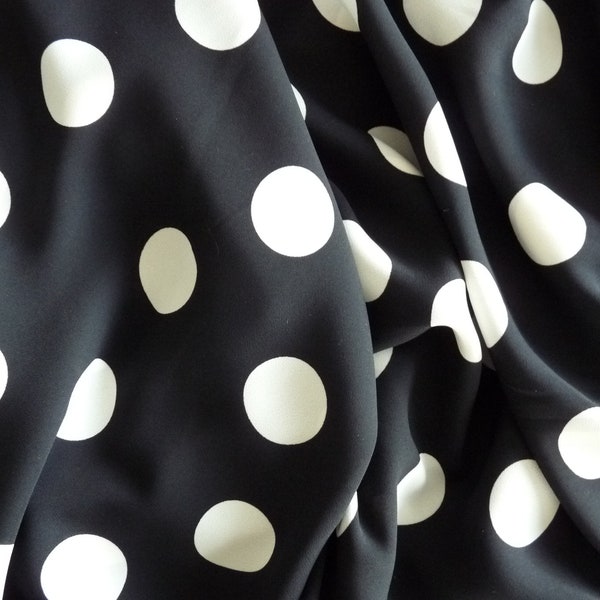 Chiffon, Tupfen, schwarz, Stoff für Abendkleid, Polkadots, schwarzer Chiffon, transparent, fließend, Punkte