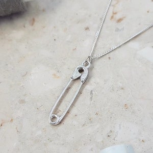SAFETY PIN necklace , safety pin charm, tailor necklace, fashion designer necklace