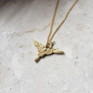 CRANE necklace-  sterling silver, 24K gold, 18K rose gold