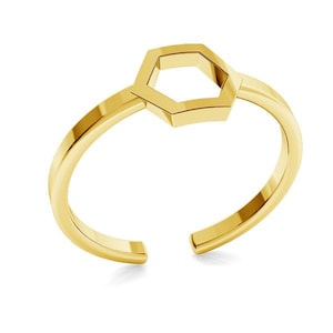 ring HEXAGON adjustable size, sterling silver, 24K gold, 18K rose gold