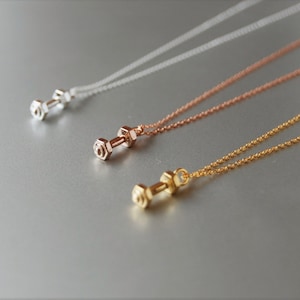 DUMB- BELLS necklace, Dumbbells charms sterling silver, rose gold, gold fitness necklace , sport necklace