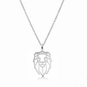 GEOMETRIC LION origami necklace - sterling silver, 24K gold, 18K rose gold