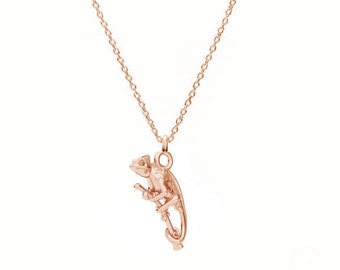CHAMELEON necklace, Rose gold necklace, chameleon pentant, sterling silver necklace, 24k gold necklace,
