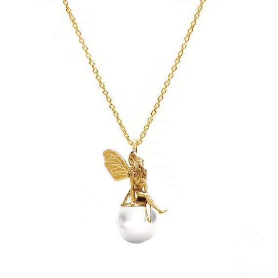 FAIRY WHITE PEARL Necklace Sterling Silver, 24K Gold, 18K Rose