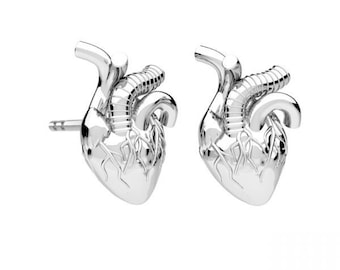Örhängen med anatomiskt hjärta - örhängen i sterlingsilver, 24K guld, 18K roséguld