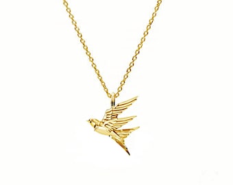 SWALLOW bird necklace- sterling silver / gold/ rose gold