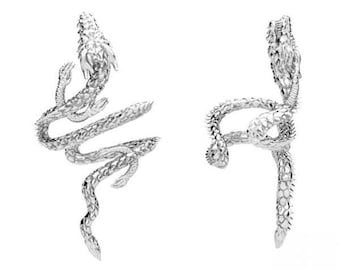 Dragon Ear Cuff No Piercing Sterling Silver 925, Fantasy Jewelry, Unisex Ear Wrap