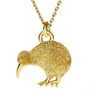 KIWI BIRD necklace- 100% sterling silver, 24K gold,  18K rose gold