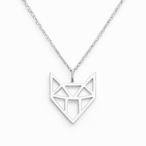 FOXY II Necklace, Origami fox cat- sterling silver , 24K gold, 18K rose gold