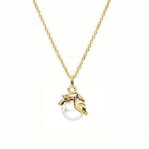 DRAGON WHITE PEARL necklace sterling silver, 24K gold, 18K rose gold