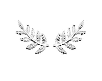 LAUREL Leaf Branch Earrings, Botanical Jewelry, Sterling Silver 925, 24K Gold Plated, 18K Rose Gold
