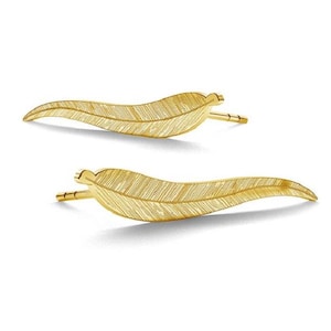 FEATHERS Earrings, Leaves earrings, 24k gold earrings, sterling silver earrings, rose gold earrings, feather jewelry