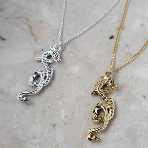 CHINESE DRAGON necklace-  sterling silver, gold, rose gold