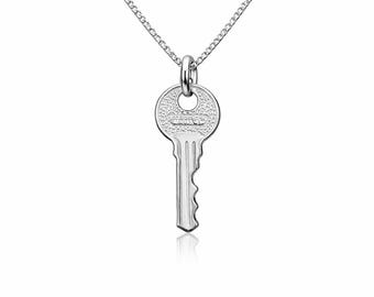 KEY necklace, Door Key Charm - sterling silver, 24K gold, 18K rose gold