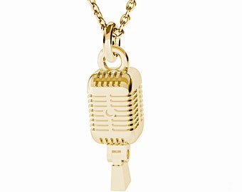 MICROPHONE necklace-  sterling silver, gold, rose gold