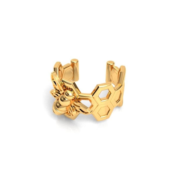 HONEY BEE ear cuff sterling silver, 24K gold, 18K rose gold