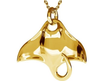 STINGRAY necklace- Seadevil gold plated silver 24 k gold, rose gold