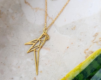 PARROT ORIGAMI - geometric necklace