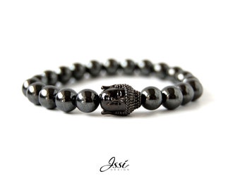 Men's BUDDHA bracelet-hematite Steel