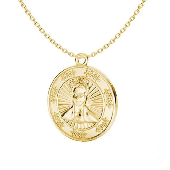 Frida Kahlo necklace- sterling silver, 24K gold, 18K rose gold
