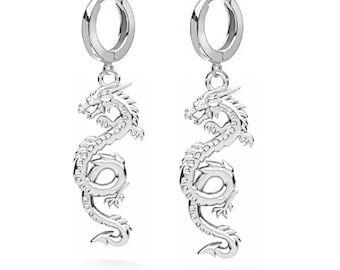 Chinese Dragon Earrings – 925 Sterling Silver, Unisex – Silver / 24K Gold Plated / Rose Gold – Symbolic Jewelry