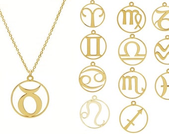 Zodiac sign necklace-24K gold plated silver