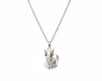 FOX / CAT Origami necklace geometric- sterling silver , gold, rose gold