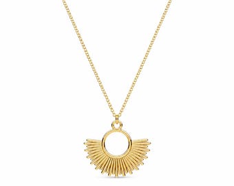 Sunset  necklace - sterling silver, 24K gold, 18K rose gold boho necklace