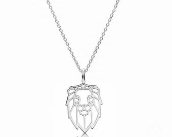 GEOMETRIC LION origami necklace - sterling silver, gold, rose gold
