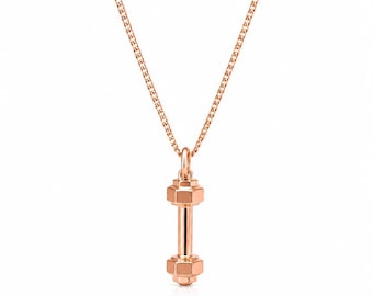 DUMBBELL necklace, sterling silver, gold plated silver, rose gold