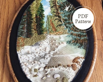 Embroidery pattern PDF Teton National Park Wyoming | Landscape embroidery Teton National Park USA - direct download | Hand embroidery