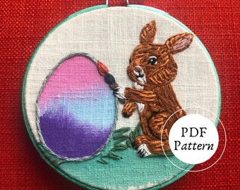 Embroidery pattern Easter - Creative Easter bunny with brush | Easter embroidery, hoop art | Hand embroidery | german/ english with VIDEO