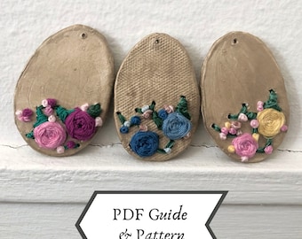 PDF guide with pattern | Modelling Easter egg and hand embroider with floral design | Simple instructions | Suitable for beginners
