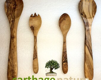 Mom gift, utensils, Olive wood 2 coverd utensils set, tableware, girlfriend gift, kitchenware, daddy gift, sister present, kitchenware