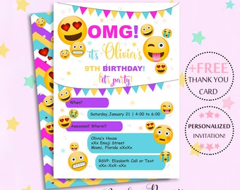 emoji invitation etsy emoji birthday invitation
