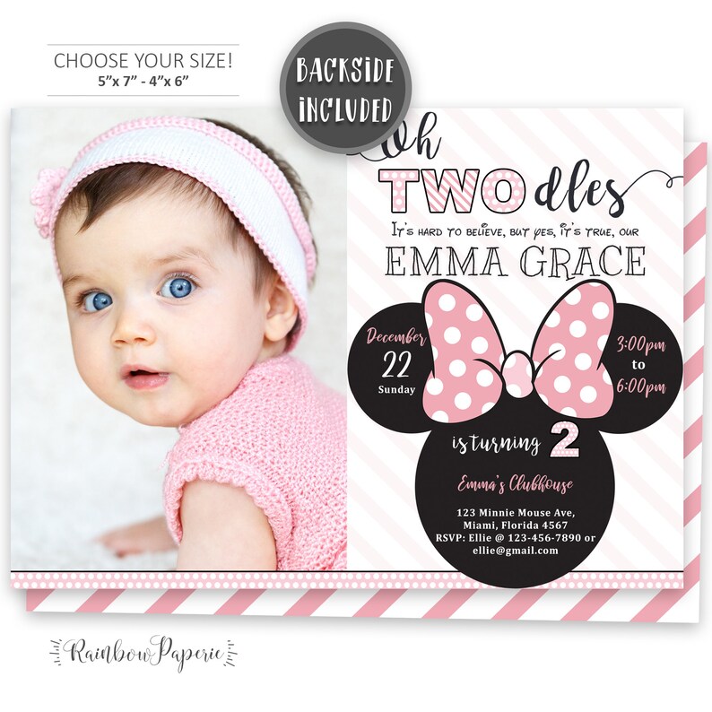 Minnie Mouse Invitation Minnie Mouse 2nd Birthday Invitation Etsy