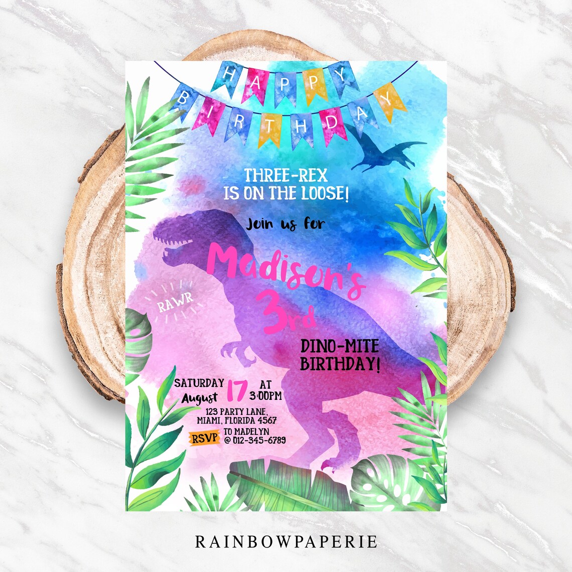 Dinosaur Invitation Dinosaur Birthday Invitation Printable Etsy